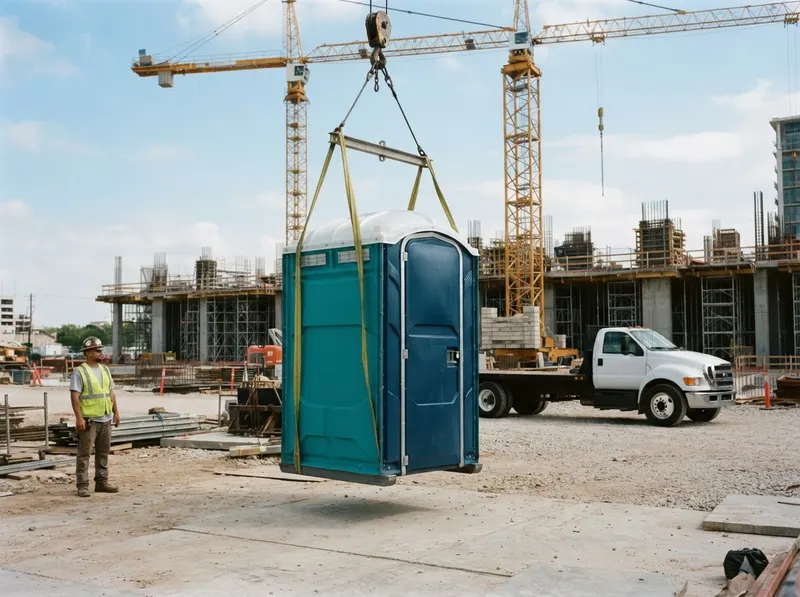 Crane-Lift High-Rise Construction Restroom in Round Rock, TX